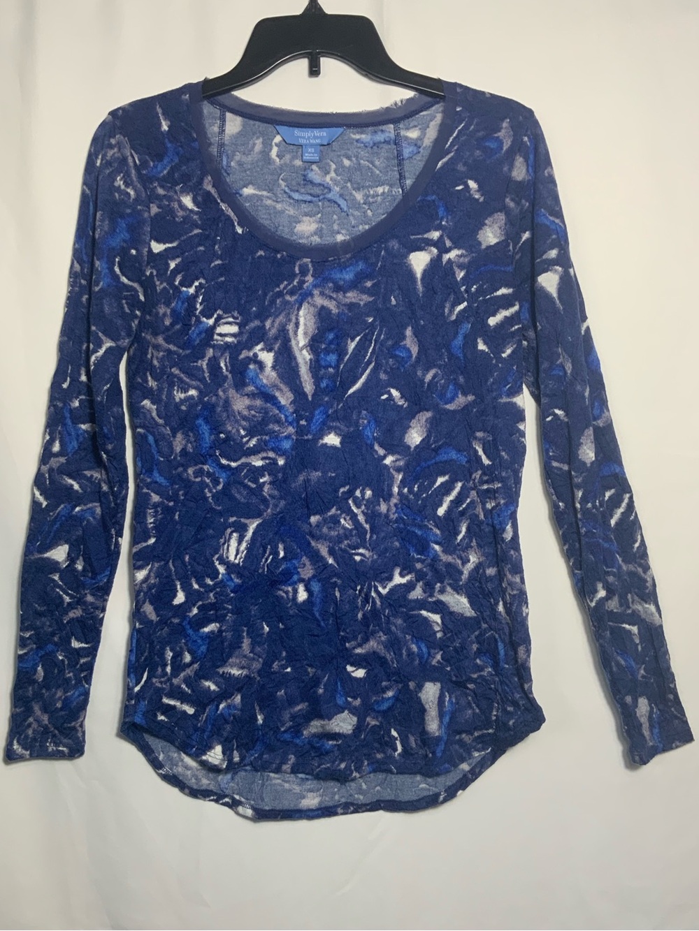 Simply Vera Vera Wang Blue Long-Sleeve Scoop Neck Top
